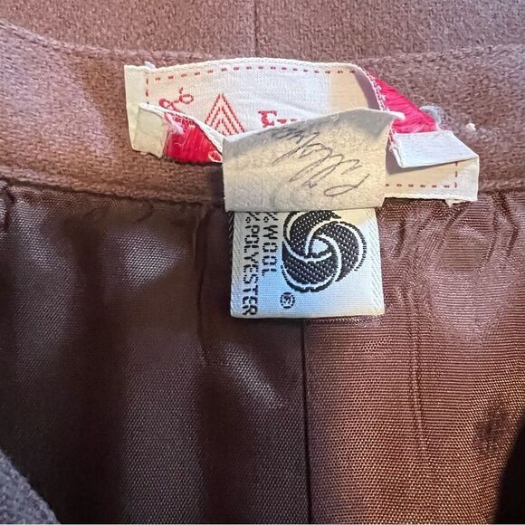 Vintage 1970s Evan Picone Brown Wool Skirt w/  Front Pleat and Pockets! Sz 6 EUC - Picture 12 of 16